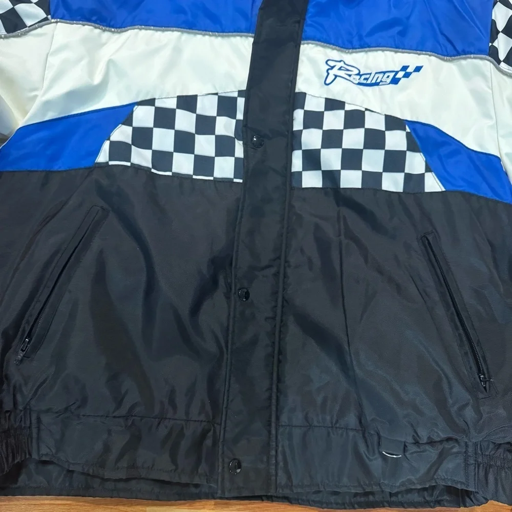 Vtg EDCO Men’s Snowmobile Jacket Black White & Black Sherpa Lined Size Unknown